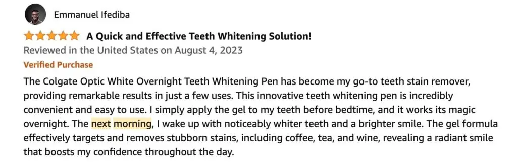 Results of whitening pens can appear next morning !

